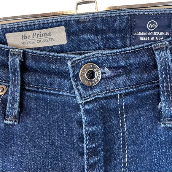 AG The Prima Mid-Rise Cigarette Skinny Jean Denim Size 25 Blue Embroidered USA - Picture 9 of 15